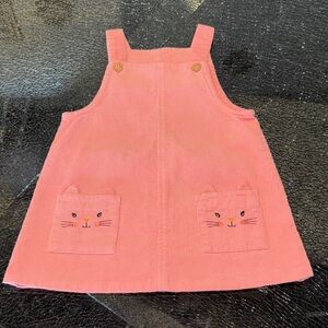 Pink Corduroy Cat Pocket Pinafore Dress for Kids
